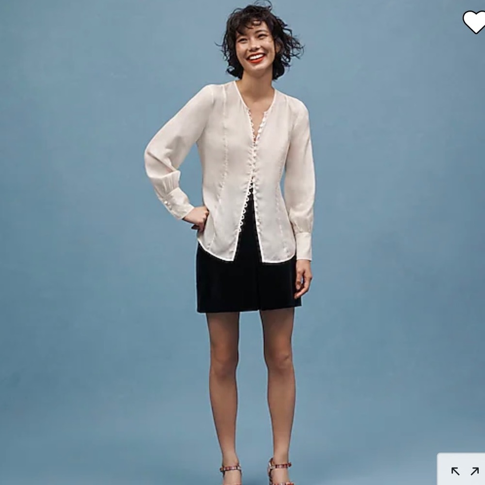 JCrew Eco cupro covered button top size 10